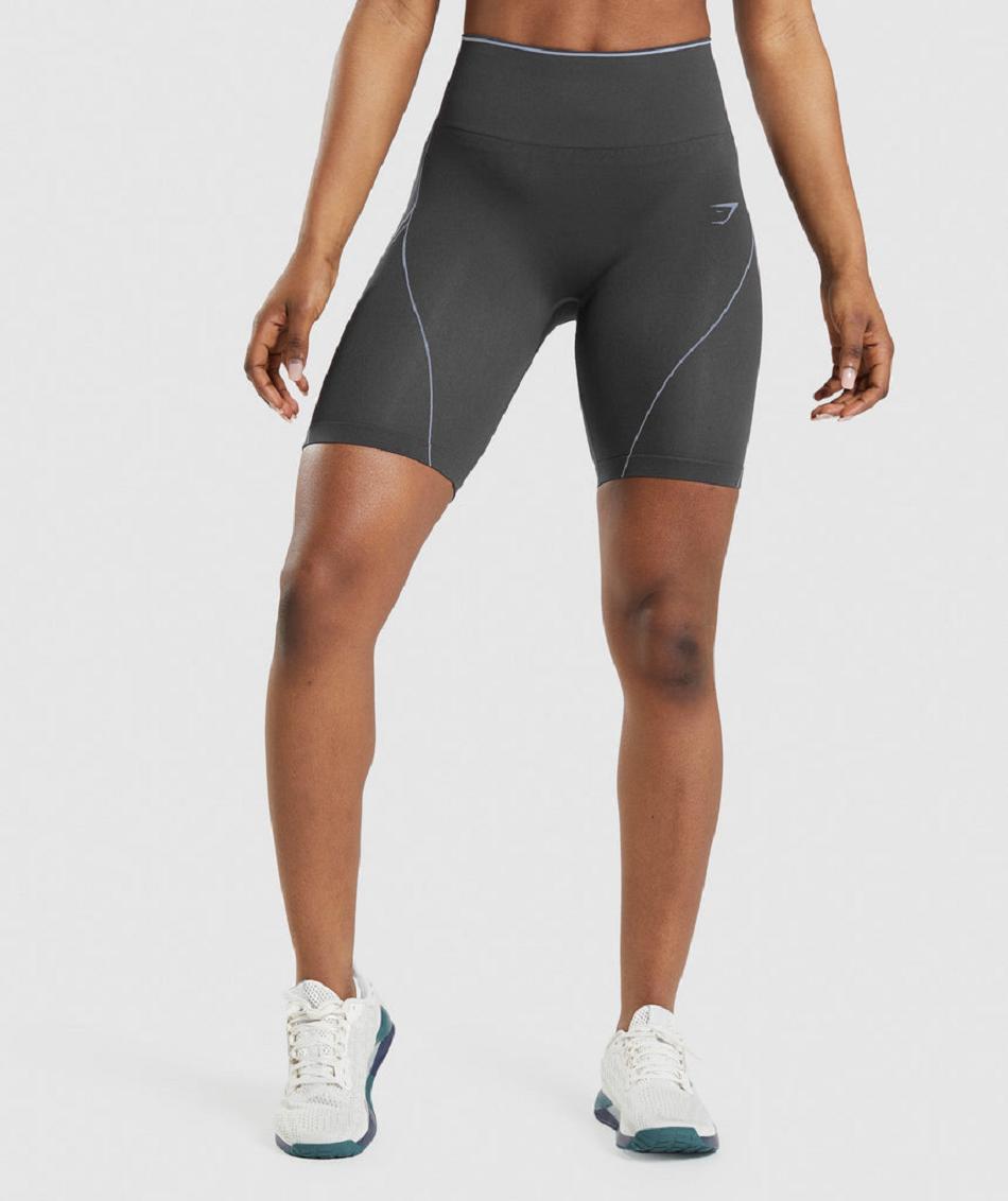 Szorty Damskie Gymshark Apex Seamless High Rise Krótkie Czarne Szare Lawenda Niebieskie | PL 2458EBC